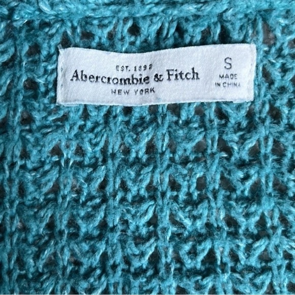 Oversized Cardigan Waffle Knit Teal Open Front Abercrombie & Fitch Cardigan - Picture 4 of 12